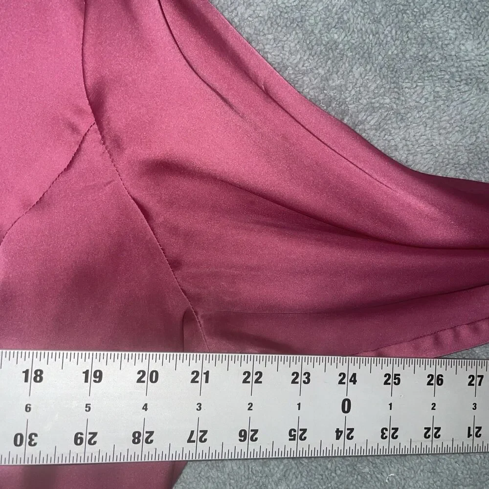 Jones New York Blouse Womens 1X Pink Button Up V Neck Long Sleeve Satin Career - Picture 9 of 12